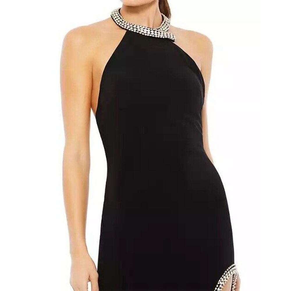 Mac DuggalHigh Slit Halter Gown with Rhinestone Accents Size 8 NWOT $398 - Picture 12 of 16